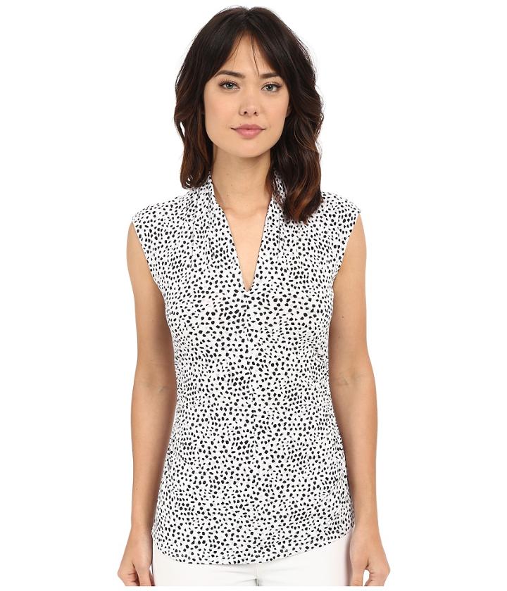Vince Camuto - Sleeveless Speckle Pop Pleat V-neck Pop
