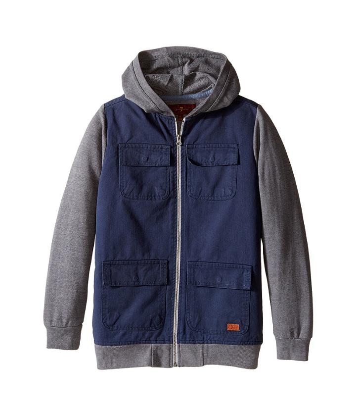 7 For All Mankind Kids - Four-pocket Color Block French Terry Full Zip Hoodie