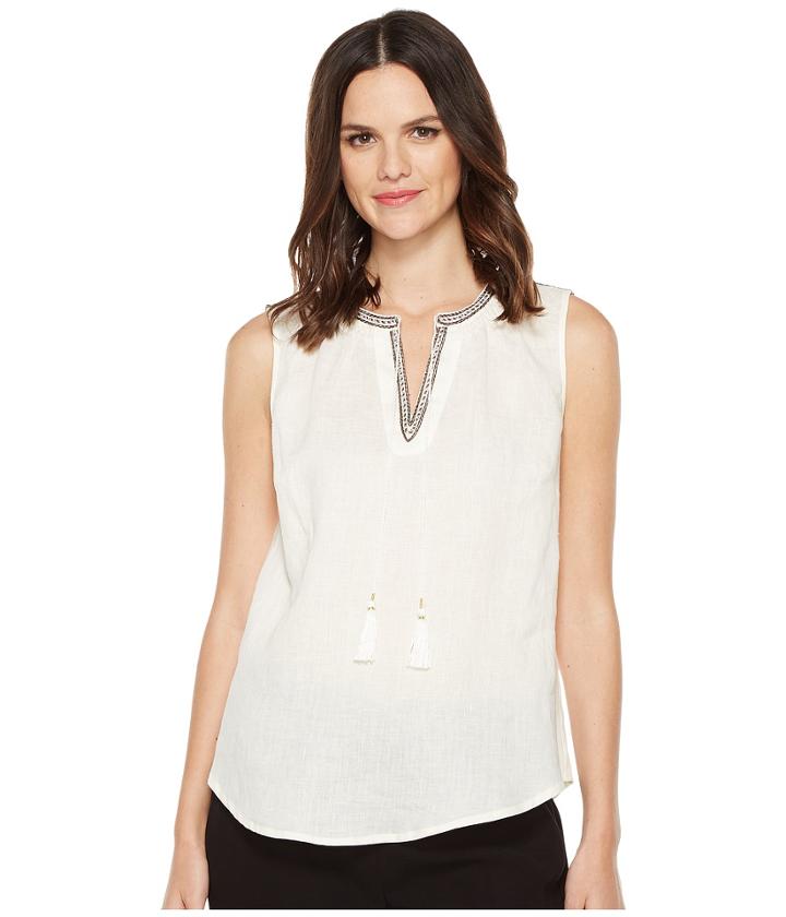 Nic+zoe - Embroidered Tassel Tank