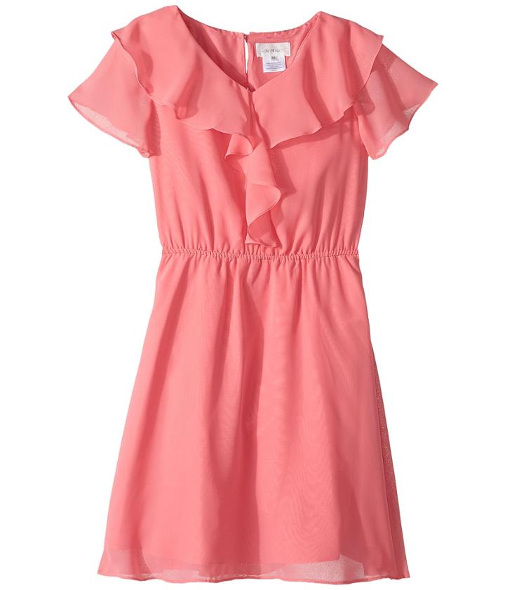 Us Angels - Flutter Sleeve Ruffle Front Dress