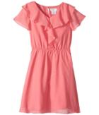 Us Angels - Flutter Sleeve Ruffle Front Dress