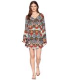 Kenneth Cole - Bali Dreams Bell Sleeve Lace-up Tunic Cover-up