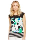 Calvin Klein - Mixed Media Print And Striped Top