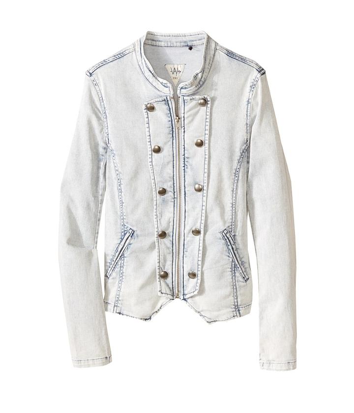 Ikks - Soft Denim Military Style Jacket With Zipper Front Button Detail