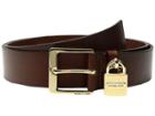 Michael Michael Kors - 38mm Beg Leather Belt With Hanging Ridge Lock Charm