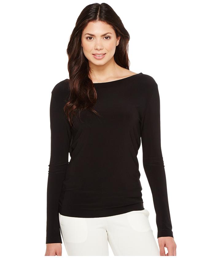 Kamalikulture By Norma Kamali - Long Sleeve Draped Back Top