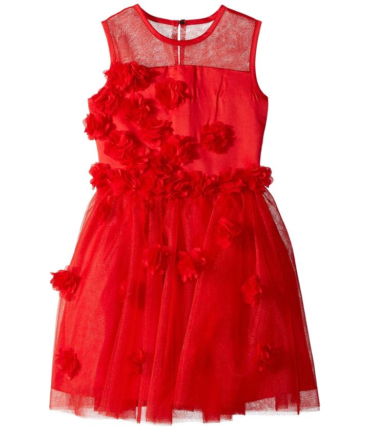 Nanette Lepore Kids - Tulle With Chiffon Tack On Flowers And Embellishment Dress