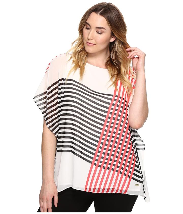 Calvin Klein Plus - Plus Size Printed Chiffon Cape