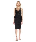 Marchesa Notte - Sleeveless Embroidered Stretch Faille Cocktail W/ 3d Beading And Ruffles