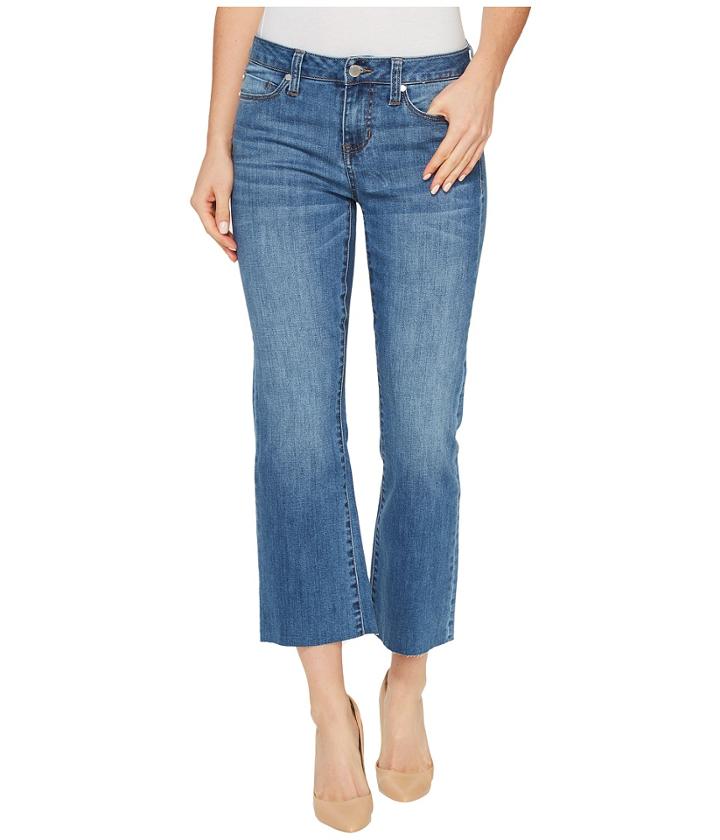 Liverpool - Hannah Cropped Raw Hem Flare On Vintage Super Comfort Stretch Denim In Claremont Light