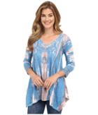 Nally &amp; Millie - 3/4 Sleeve V-neck Printed Tunic