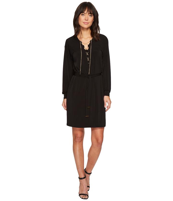Michael Michael Kors - Chain Lace-up Long Sleeve Dress