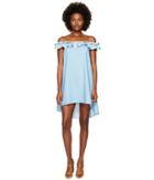 Jonathan Simkhai - Chambray Denim Off Shoulder Ruffle Dress Cover-up