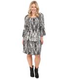 Roper - Plus Size 0431 Feather Ikat Printed Jersey Dress