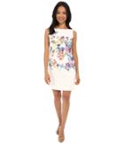 Tahari By Asl Petite - Petite Double Woven Sheath With Colored Lace Dress