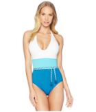 Vince Camuto - Sun Block Color Blocked One-piece W/ Braided Belt And Removable Soft Cups