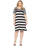 Calvin Klein Plus - Plus Size Stripe Dress W/ Embroidery