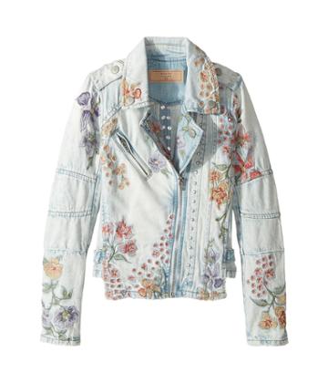 Blank Nyc Kids - Denim Floral Embroidered Jacket In Sitting Pretty