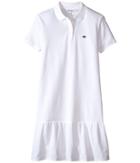 Lacoste Kids - Short Sleeve Drop Waist Eyelet Trim Pique Polo Dress