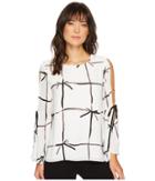 Cece - Bell Sleeve Lattice Ribbons Blouse W/ Bows
