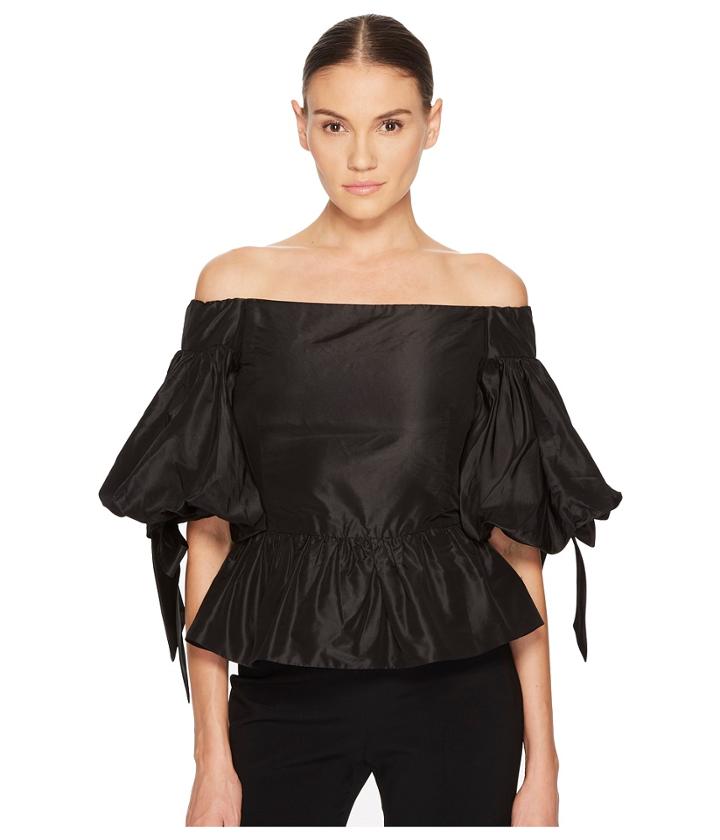 Marchesa - Solid Off The Shoulder Peplum Top In Taffeta