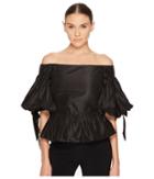 Marchesa - Solid Off The Shoulder Peplum Top In Taffeta
