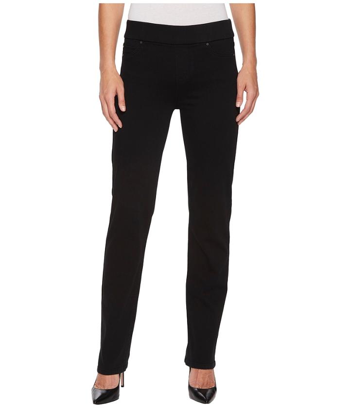 Liverpool - Jillian Straight Pull-on In Premium Super Stretch Denim In Black Rinse