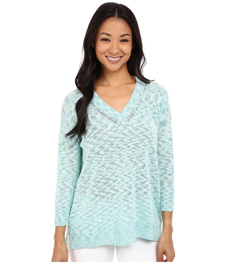 Lilla P - Cotton Slub 3/4 Sleeve Oversized V-neck