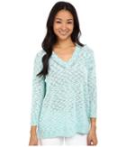 Lilla P - Cotton Slub 3/4 Sleeve Oversized V-neck