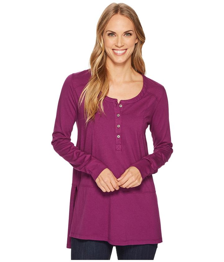 Mod-o-doc - Deluxe Jersey Long Sleeve Henley Tunic With Side Slits