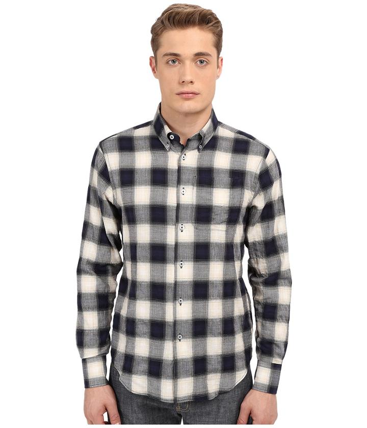 Naked &amp; Famous - Regular Herringbone Ombre Check Shirt