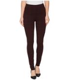 Liverpool - Reese Ankle Leggings With Slimming Waist Panel In Texture Plaid Ponte Knit In Petite Syrah