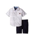 7 For All Mankind Kids - Two-pocket Classic Twill Shorts And Short Sleeve Plaid Button Down Shirt