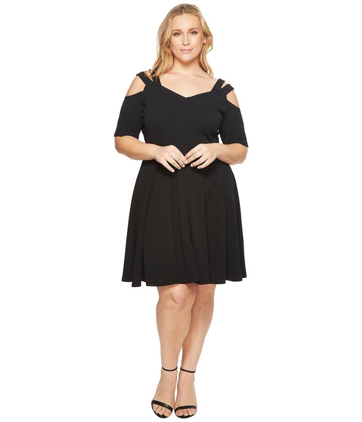 Kari Lyn - Plus Size Elodie Strappy Cold Shoulder Fit And Flare Dress