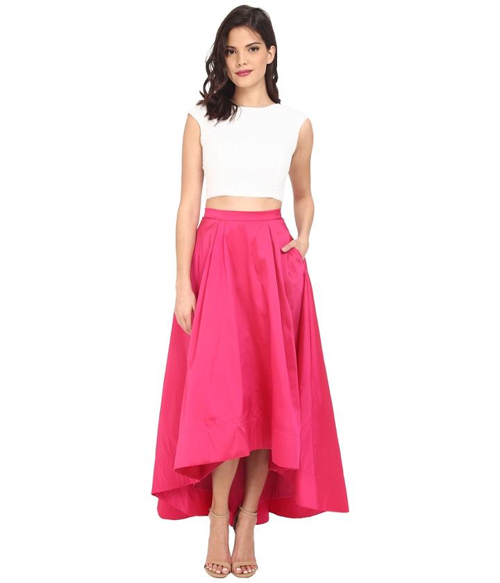 Aidan Mattox - Cap Sleeve Sequin Top With Taffeta A Line High-low Skirt