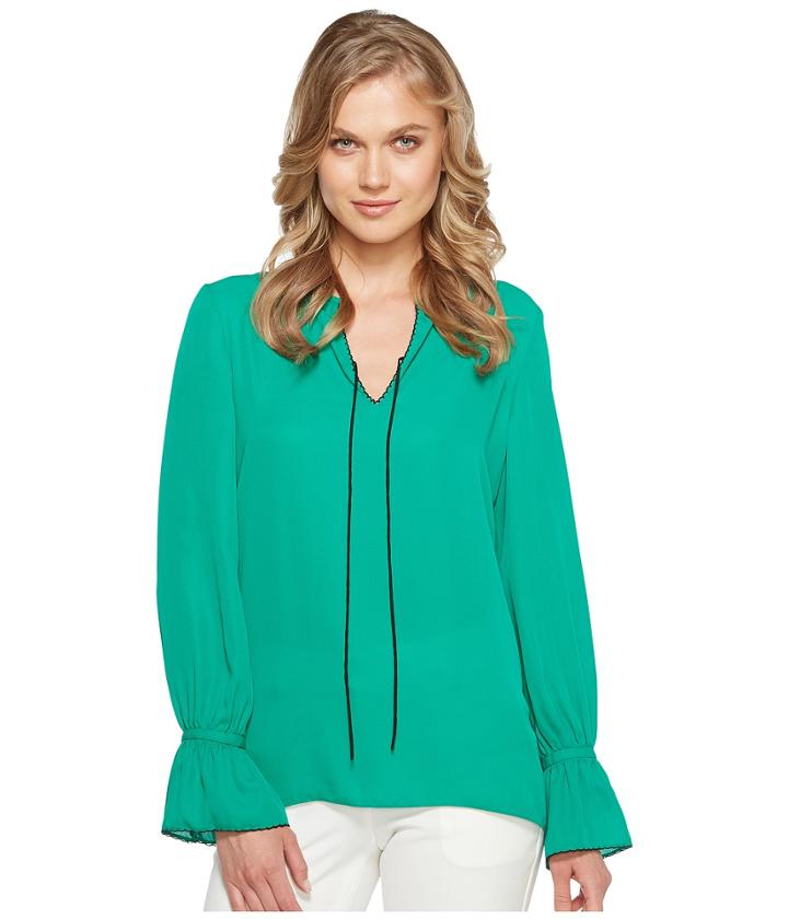 Ellen Tracy - Front Tie Peasant Blouse