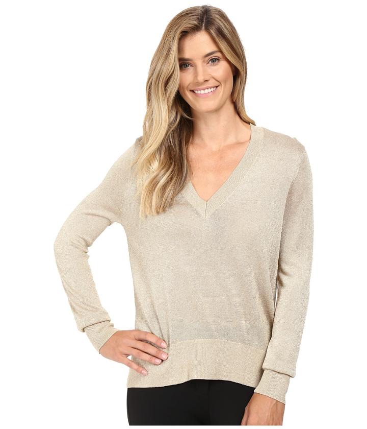 Michael Michael Kors - Metallic V-neck Sweater High-low