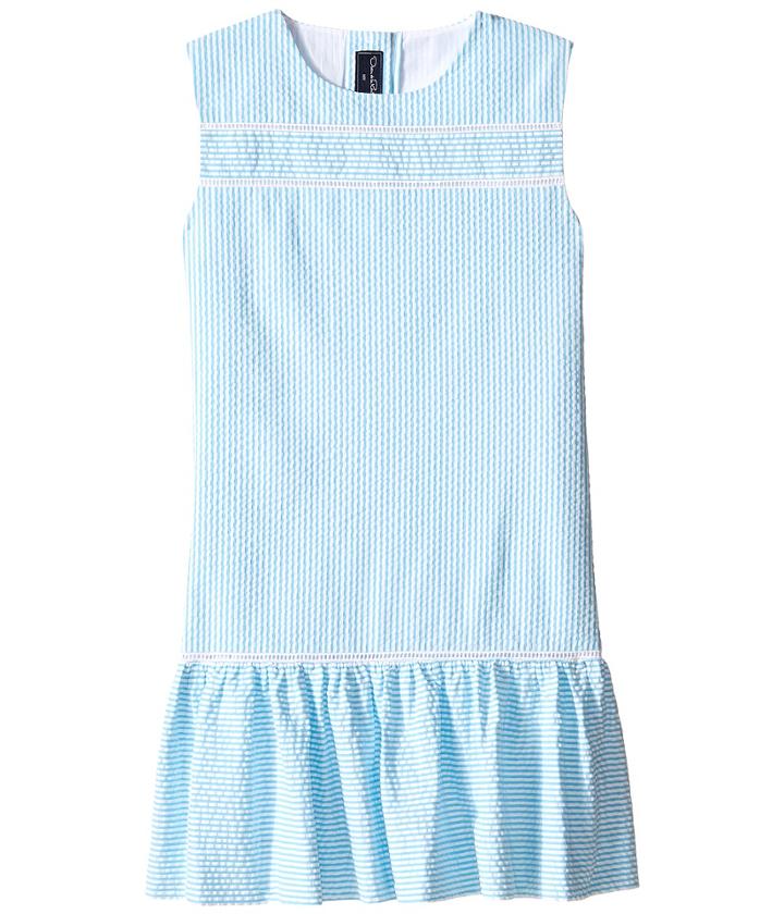 Oscar De La Renta - Seersucker Drop Waist Dress