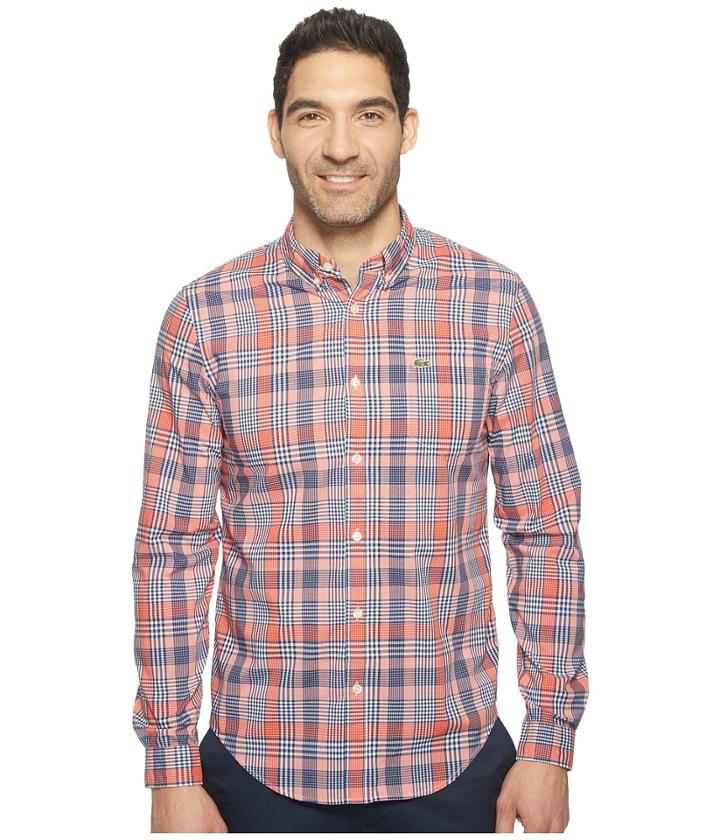Lacoste - Long Sleeve Bold Poplin Plaid Slim Fit