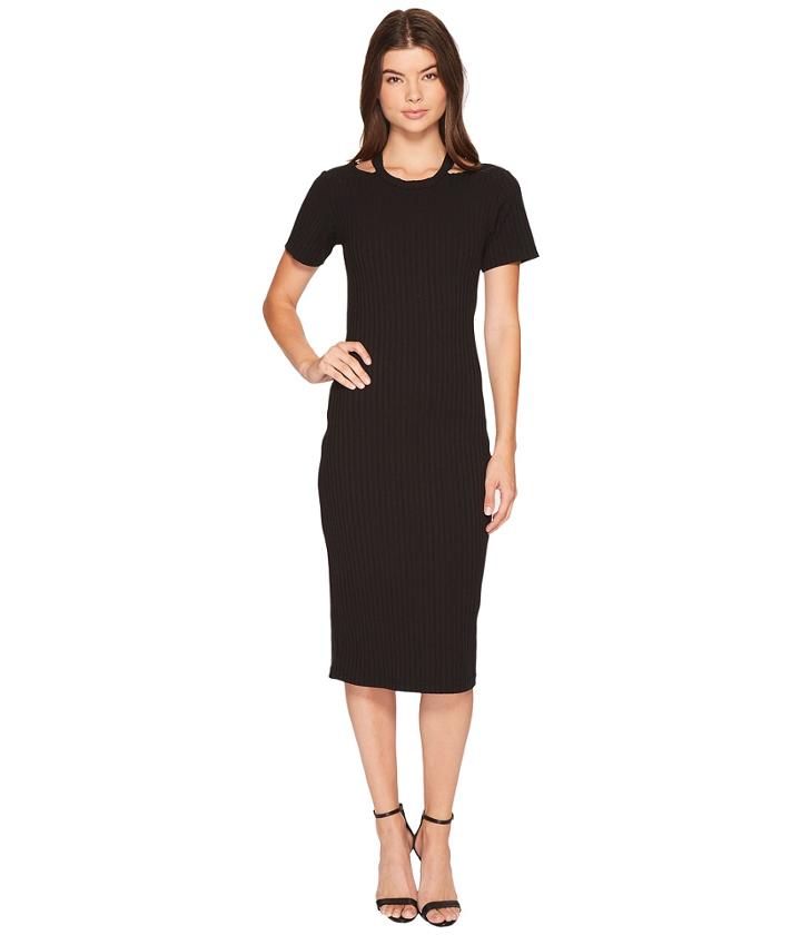 Nicole Miller - Riley Short Sleeve Ribbed Cut Out Dress