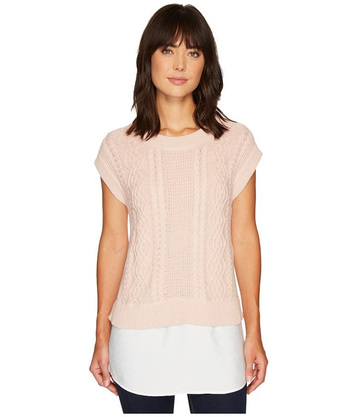 Two By Vince Camuto - Cabled Pullover With Rumple Shirttail