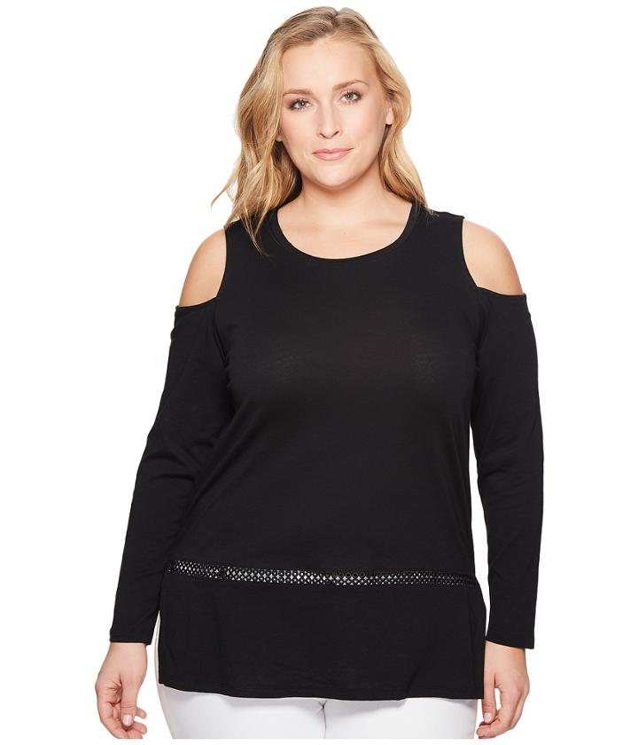 Michael Michael Kors - Plus Size Long Sleeve Cold Shoulder Insert Top