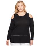 Michael Michael Kors - Plus Size Long Sleeve Cold Shoulder Insert Top
