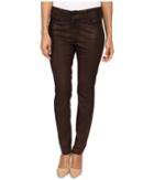 Nydj Petite - Petite Alina Leggings Jeans In Faux Leather Coating In Mahogany/brown Leather Coating