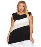 Calvin Klein Plus - Plus Size Sleeveless Angle Bottom Top With Stripe