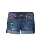 True Religion Kids - Audrey Super T Boyfriend Shorts In Used Wash