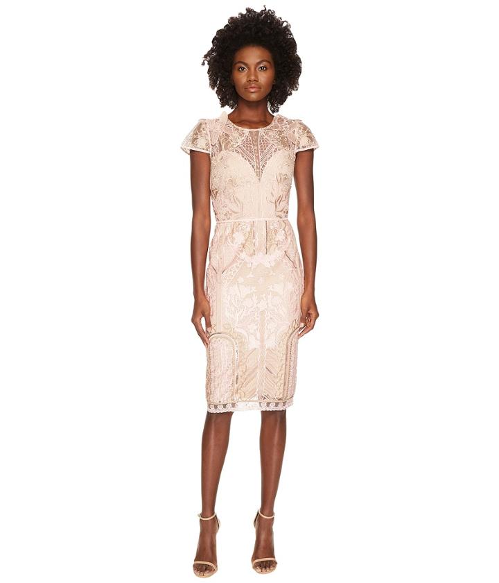 Marchesa Notte - Embroidered Cocktail W/ Cap Sleeves