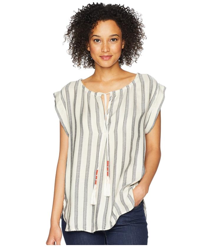 Dylan By True Grit - Havana Short Sleeve Soft Rayon Top With Tassel Tie