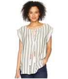 Dylan By True Grit - Havana Short Sleeve Soft Rayon Top With Tassel Tie