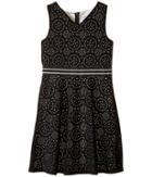 Us Angels - Laser Cut Pique Sleeveless Fit Flare W/ Novelty Waist